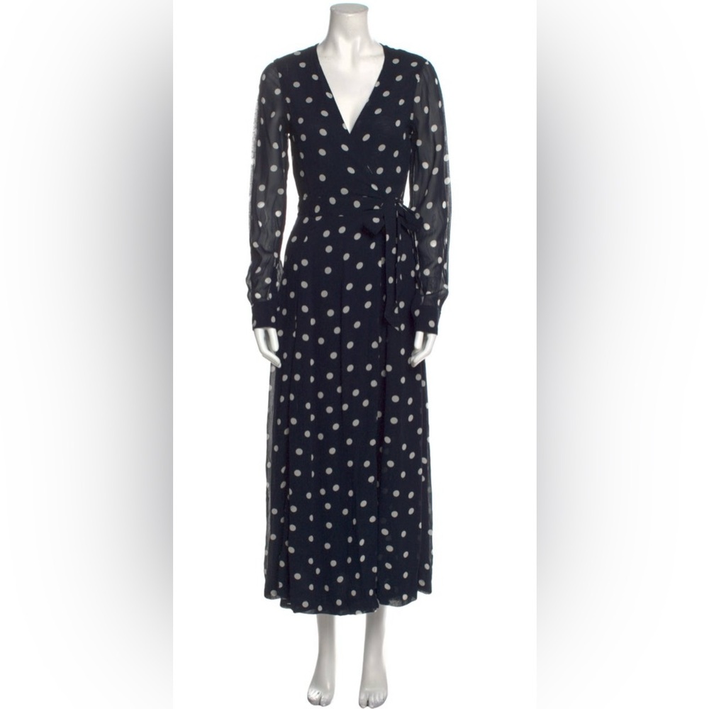 Ganni Navy Polka Dot Dress